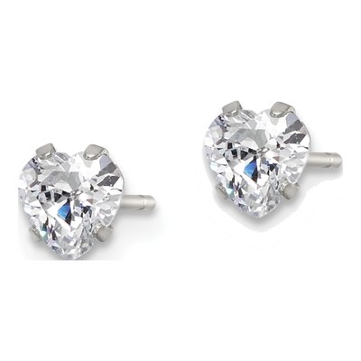 Stainless Steel 5mm CZ Heart Stud Earrings – view 4
