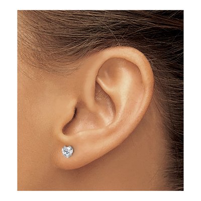 Stainless Steel 5mm CZ Heart Stud Earrings – view 5