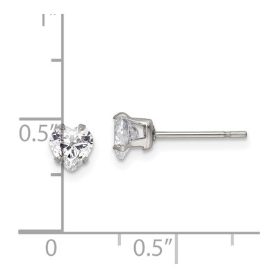 Stainless Steel 5mm CZ Heart Stud Earrings – view 6