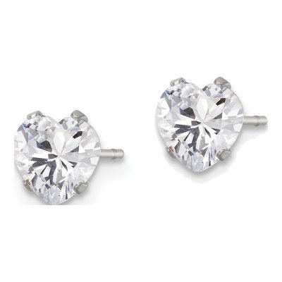 Stainless Steel 6mm CZ Heart Stud Earrings – view 4