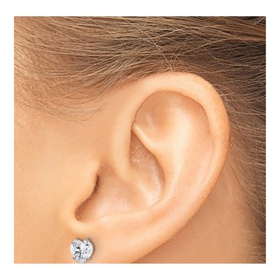 Stainless Steel 6mm CZ Heart Stud Earrings – view 5