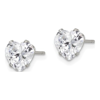Stainless Steel 7mm CZ Heart Stud Earrings – view 4