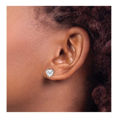 Stainless Steel 7mm CZ Heart Stud Earrings – view 5