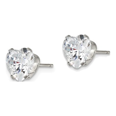 Stainless Steel 8mm CZ Heart Stud Earrings – view 4