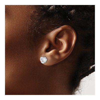 Stainless Steel 8mm CZ Heart Stud Earrings – view 5