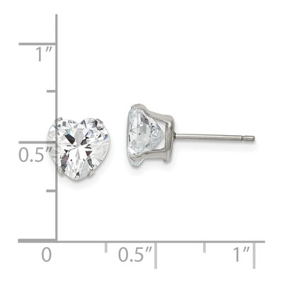 Stainless Steel 8mm CZ Heart Stud Earrings – view 6