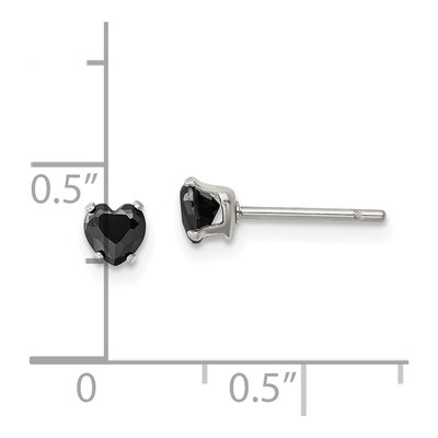 Stainless Steel 4mm CZ Heart Stud Earrings – view 6