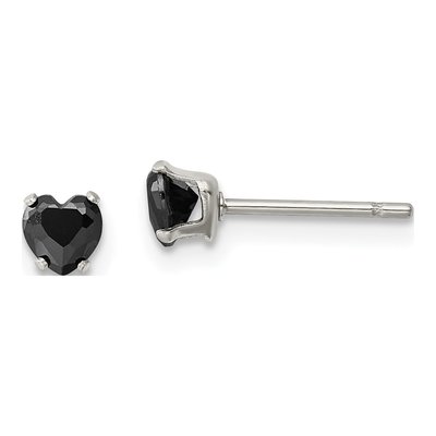 Stainless Steel 4mm CZ Heart Stud Earrings