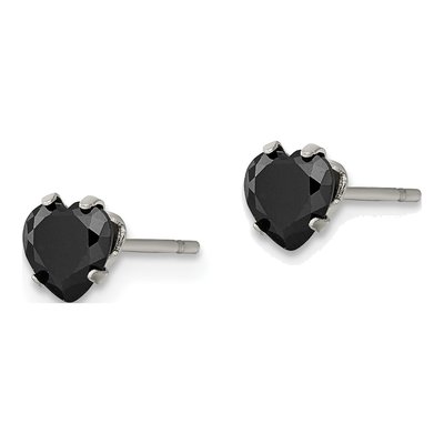 Stainless Steel 5mm CZ Heart Stud Earrings – view 4