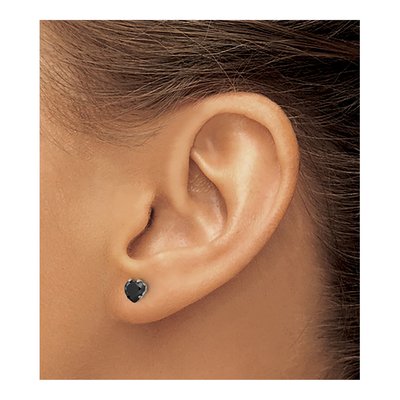 Stainless Steel 5mm CZ Heart Stud Earrings – view 5