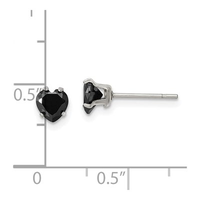 Stainless Steel 5mm CZ Heart Stud Earrings – view 6