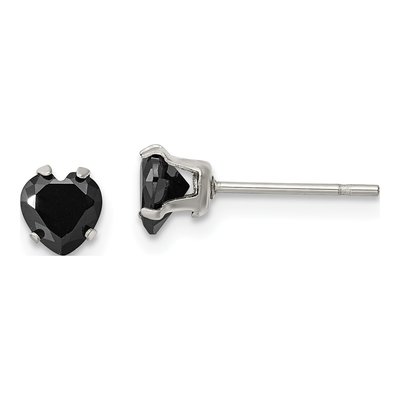 Stainless Steel 5mm CZ Heart Stud Earrings