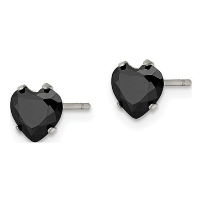 Stainless Steel 6mm CZ Heart Stud Earrings – view 4
