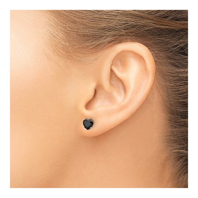 Stainless Steel 6mm CZ Heart Stud Earrings – view 5