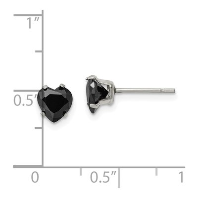 Stainless Steel 6mm CZ Heart Stud Earrings – view 6