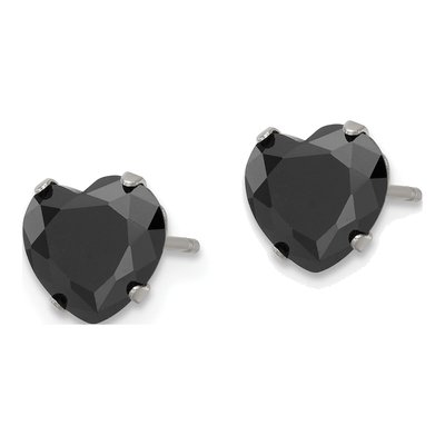 Stainless Steel 7mm CZ Heart Stud Earrings – view 4