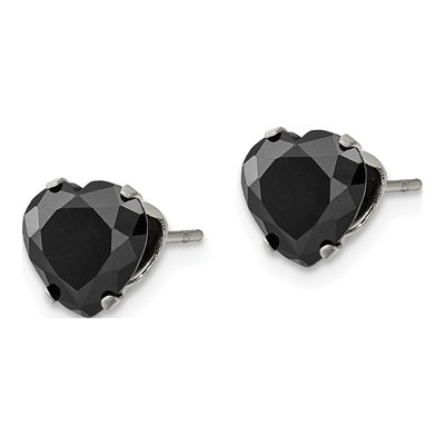 Stainless Steel 8mm CZ Heart Stud Earrings – view 4