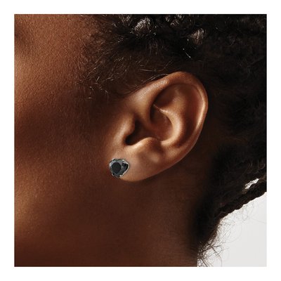 Stainless Steel 8mm CZ Heart Stud Earrings – view 5
