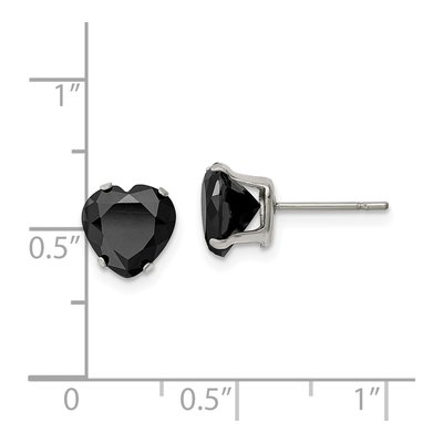 Stainless Steel 8mm CZ Heart Stud Earrings – view 6