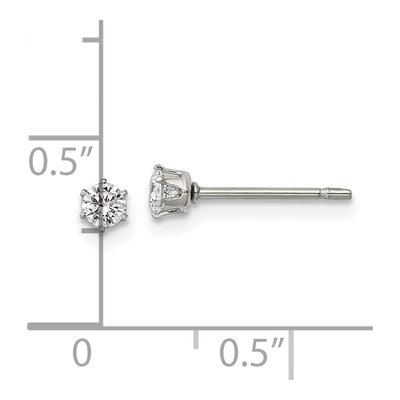 Stainless Steel 3mm Round CZ Stud Earrings – view 6