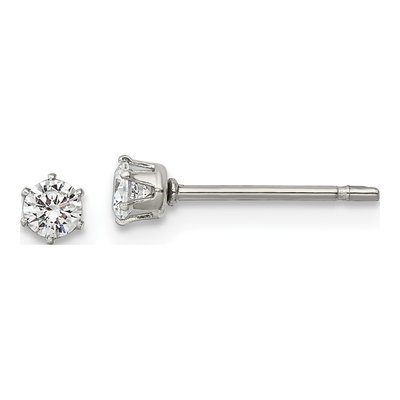 Stainless Steel 3mm Round CZ Stud Earrings