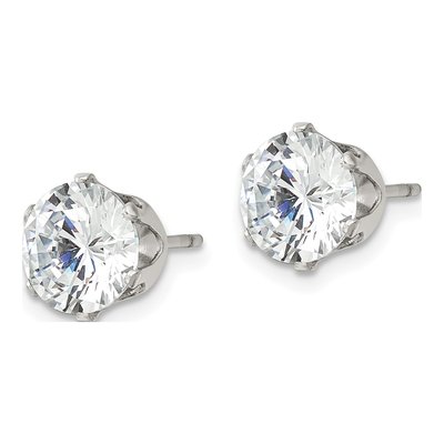 Stainless Steel 8mm Round CZ Stud Earrings – view 4