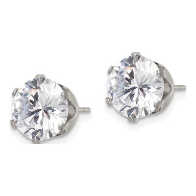 Stainless Steel 9mm Round CZ Stud Earrings – view 4