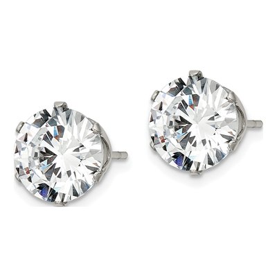 Stainless Steel 10mm CZ Round Stud Earrings – view 4