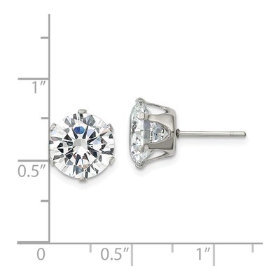 Stainless Steel 10mm CZ Round Stud Earrings – view 6