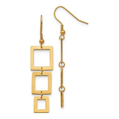 Stainless Steel Square Dangle Earrings