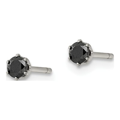 Stainless Steel 3mm Round CZ Stud Earrings – view 4