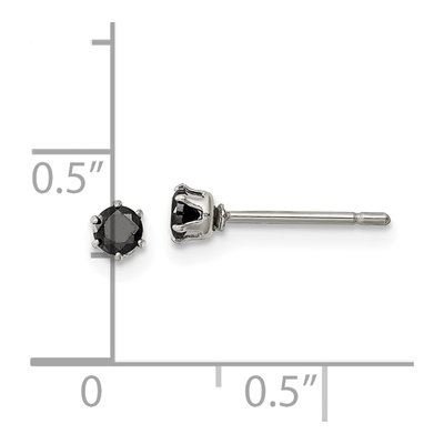 Stainless Steel 3mm Round CZ Stud Earrings – view 6