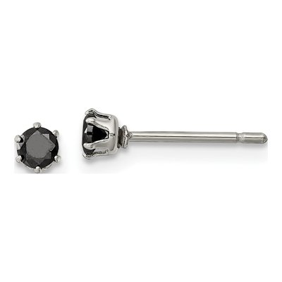 Stainless Steel 3mm Round CZ Stud Earrings