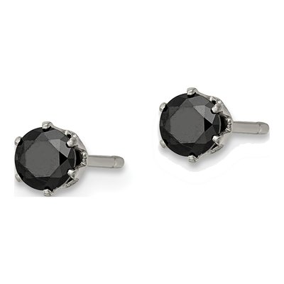 Stainless Steel 4mm Round CZ Stud Earrings – view 4