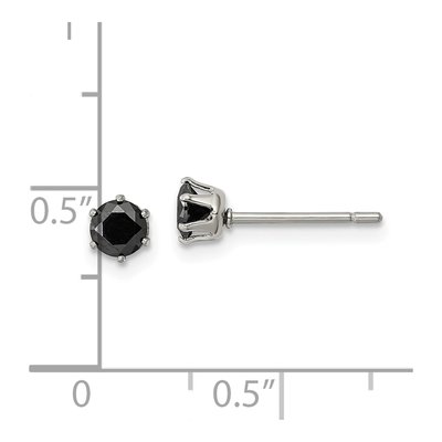 Stainless Steel 4mm Round CZ Stud Earrings – view 6