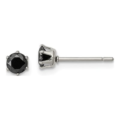 Stainless Steel 4mm Round CZ Stud Earrings