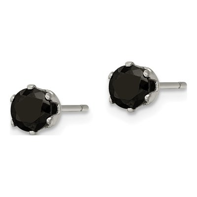 Stainless Steel 5mm Round CZ Stud Earrings – view 4