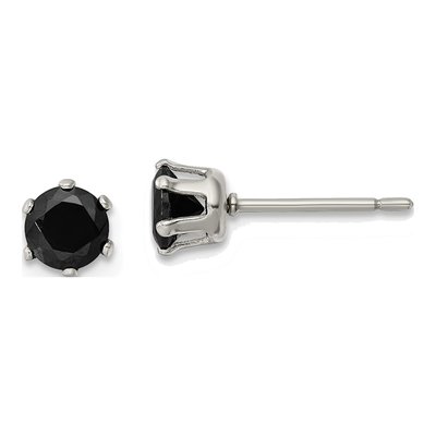 Stainless Steel 5mm Round CZ Stud Earrings