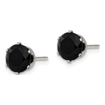 Stainless Steel 7mm Round CZ Stud Earrings – view 4