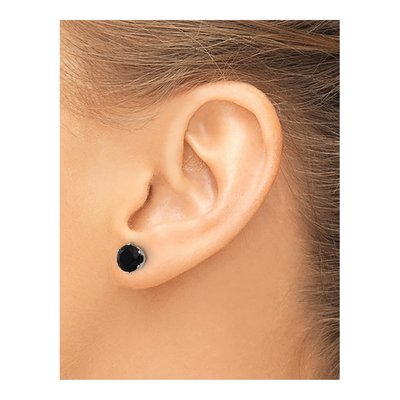 Stainless Steel 7mm Round CZ Stud Earrings – view 5