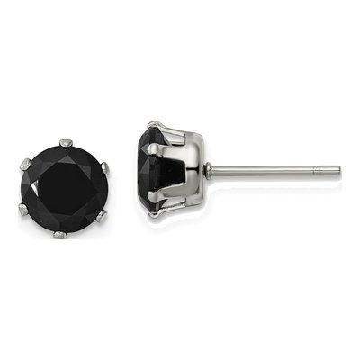 Stainless Steel 7mm Round CZ Stud Earrings