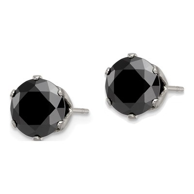 Stainless Steel 8mm Round CZ Stud Earrings – view 4