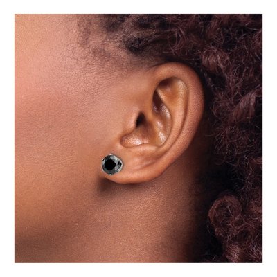 Stainless Steel 8mm Round CZ Stud Earrings – view 5