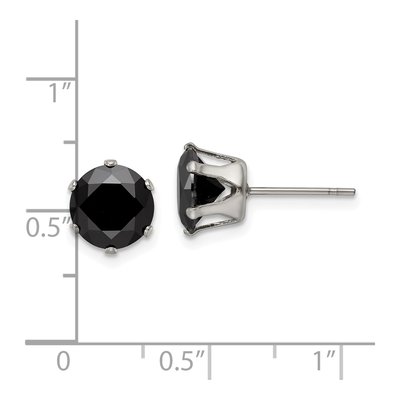 Stainless Steel 8mm Round CZ Stud Earrings – view 6