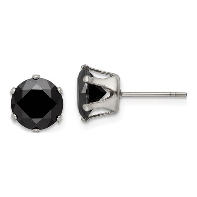 Stainless Steel 8mm Round CZ Stud Earrings