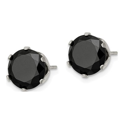 Stainless Steel 9mm Round CZ Stud Earrings – view 4