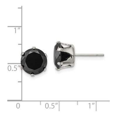 Stainless Steel 9mm Round CZ Stud Earrings – view 6