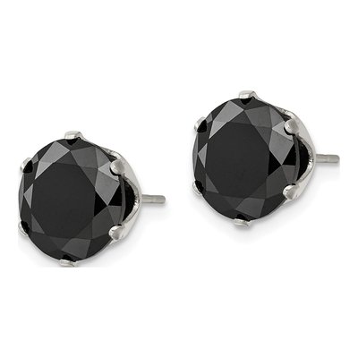 Stainless Steel 10mm Round CZ Stud Earrings – view 4