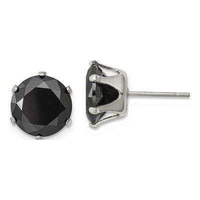 Stainless Steel 10mm Round CZ Stud Earrings