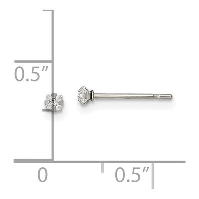 Stainless Steel 2mm CZ Square Stud Earrings – view 6
